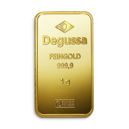 1 g Degussa gold bar
