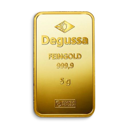 5 g Degussa Goldbarren